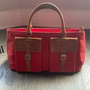 Women’s Tod’s Orange Canvas/Tan Leather Satchel Bag